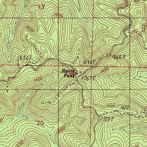 Topographic Map of Rainy Peak, OR