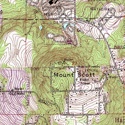 Topographic Map of Mount Scott, OR
