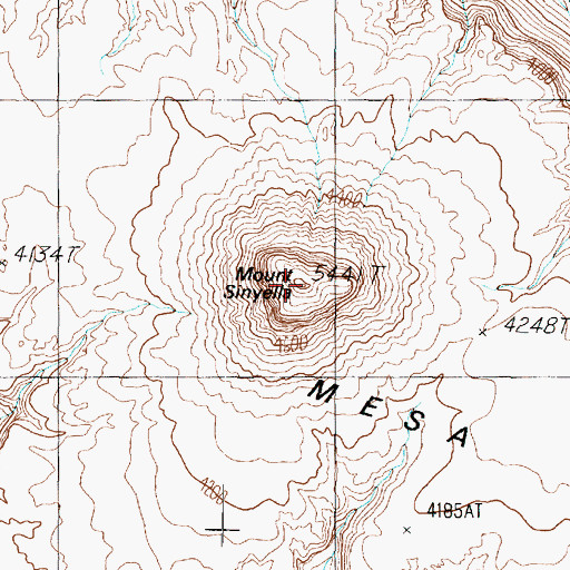 Topographic Map of Mount Sinyella, AZ
