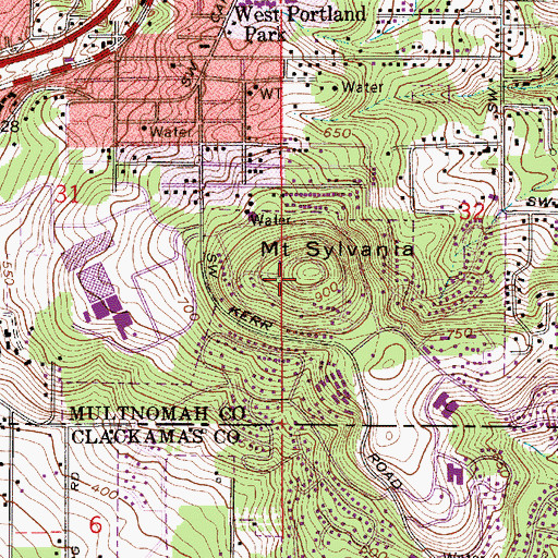 Topographic Map of Mount Sylvania, OR