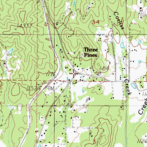 Topographic Map of Three Pines, OR