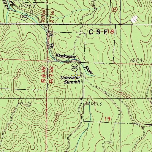 Topographic Map of Tidewater Summit, OR