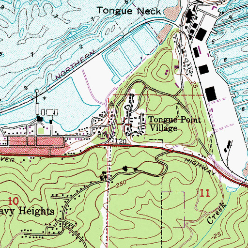 Topographic Map of Tongue Point Village, OR