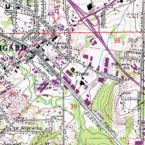 Topographic Map of Trece, OR