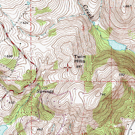 Topographic Map of Twin Hills, OR