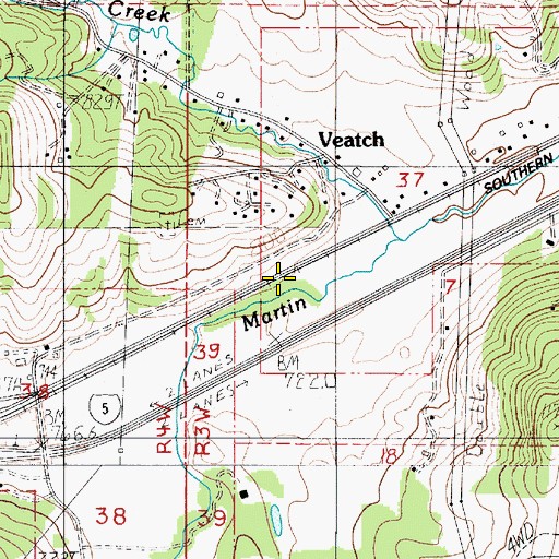 Topographic Map of Veatch, OR