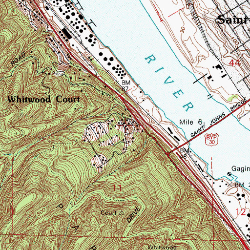 Topographic Map of Whitwood Court, OR
