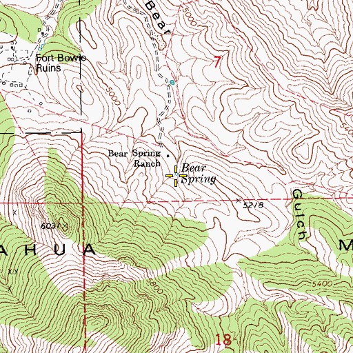 Topographic Map of Bear Spring, AZ