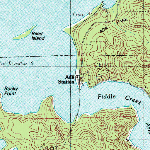 Topographic Map of Ada Station, OR