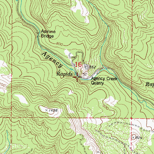 Topographic Map of Agency Creek Quarry, OR