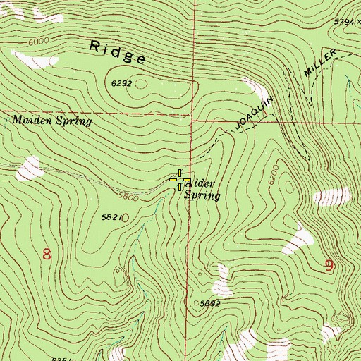 Topographic Map of Alder Spring, OR