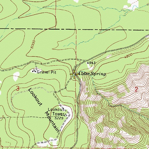 Topographic Map of Alder Spring, OR