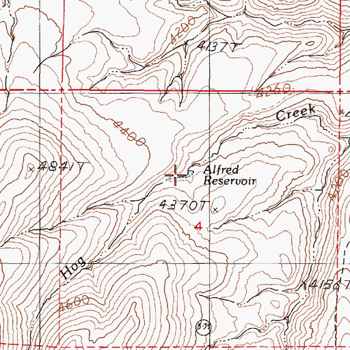 Topographic Map of Alfred Reservoir, OR