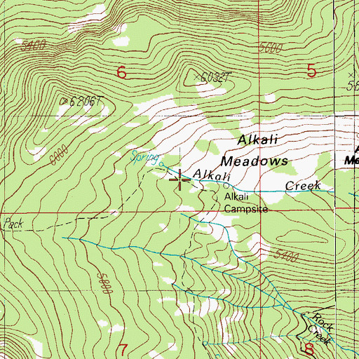 Topographic Map of Alkali Meadows, OR