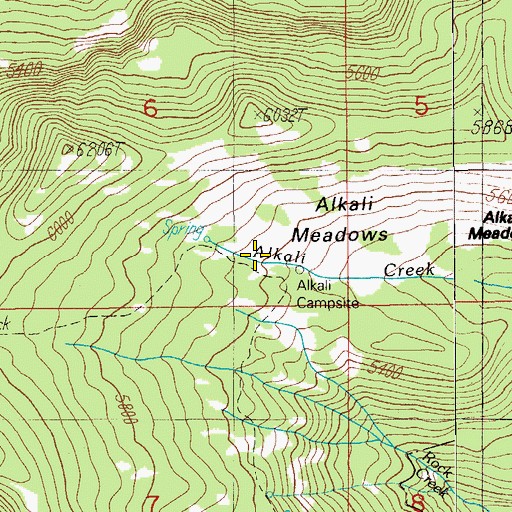 Topographic Map of Alkali Meadows, OR