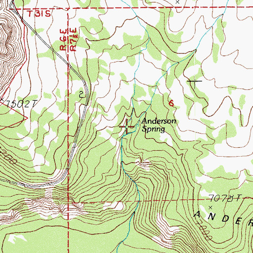 Topographic Map of Anderson Spring, OR