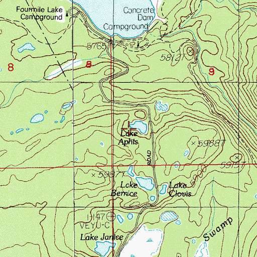 Topographic Map of Lake Aphis, OR