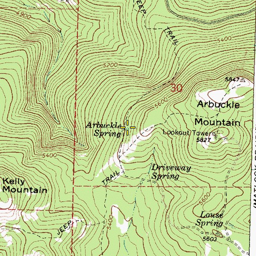 Topographic Map of Arbuckle Spring, OR