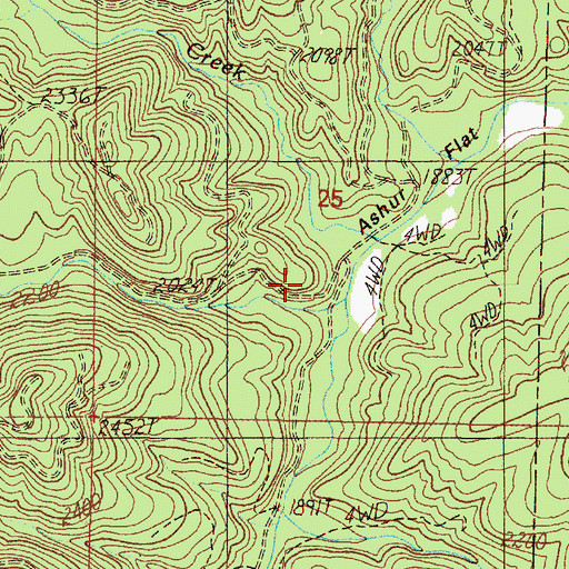 Topographic Map of Ashur Flat, OR