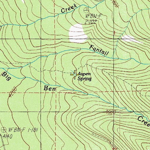 Topographic Map of Aspen Spring, OR