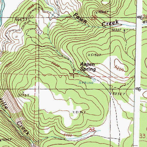 Topographic Map of Aspen Spring, OR