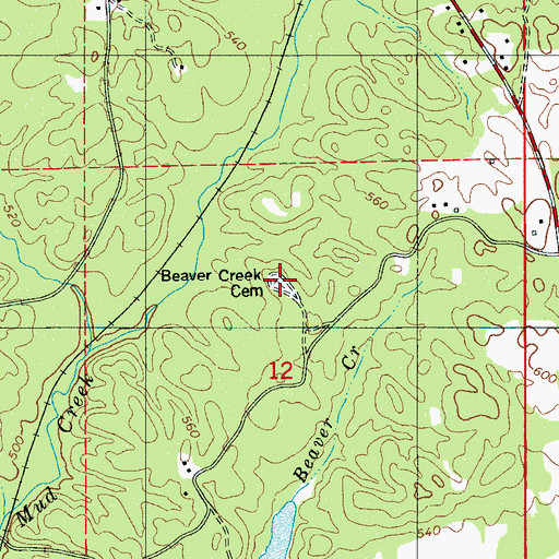 Topographic Map of Beaver Creek Cemetery, AL