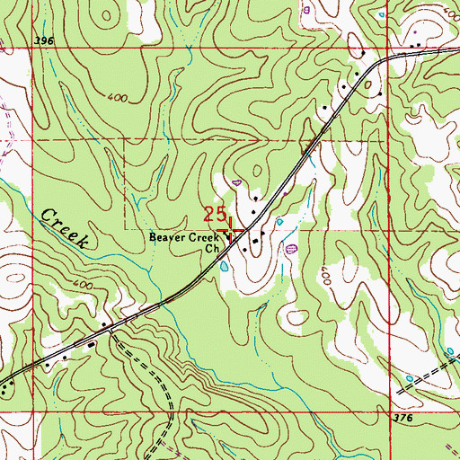 Topographic Map of Beaver Creek Church, AL