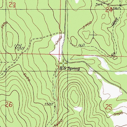 Topographic Map of B S Spring, OR