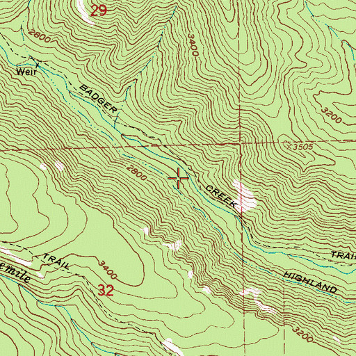 Topographic Map of Badger Creek Trail, OR