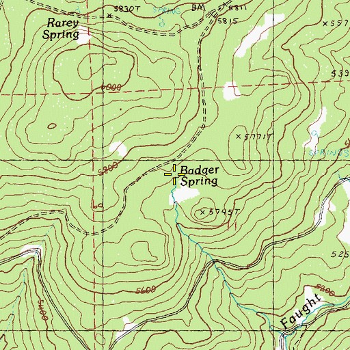 Topographic Map of Badger Spring, OR
