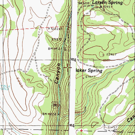 Topographic Map of Baker Spring, OR