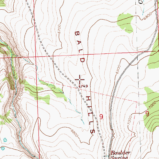 Topographic Map of Bald Hills, OR