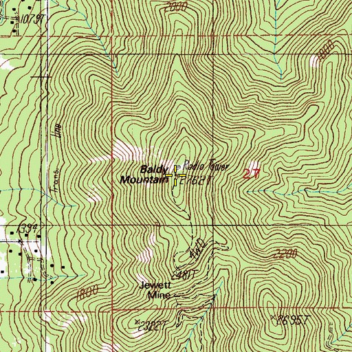Topographic Map of Bald Mountain, OR
