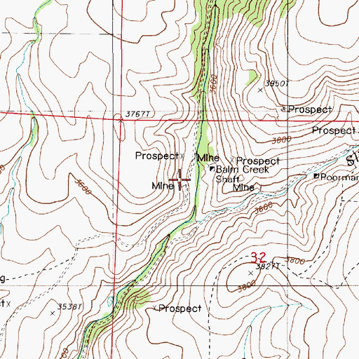 Topographic Map of Balm Creek Shaft, OR