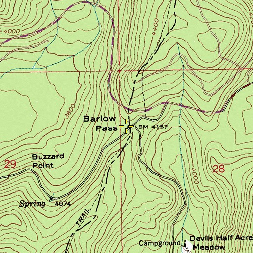 Topographic Map of Barlow Pass, OR