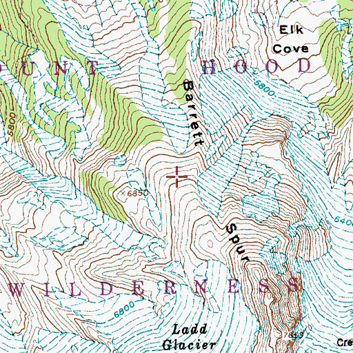 Topographic Map of Barrett Spur, OR