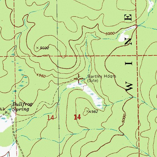 Topographic Map of Bartley Headquarters, OR