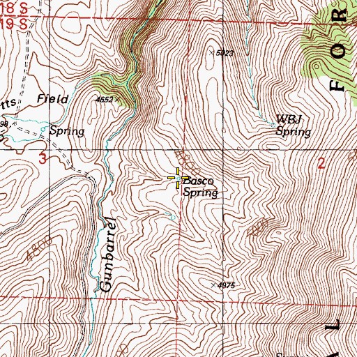 Topographic Map of Basco Spring, OR