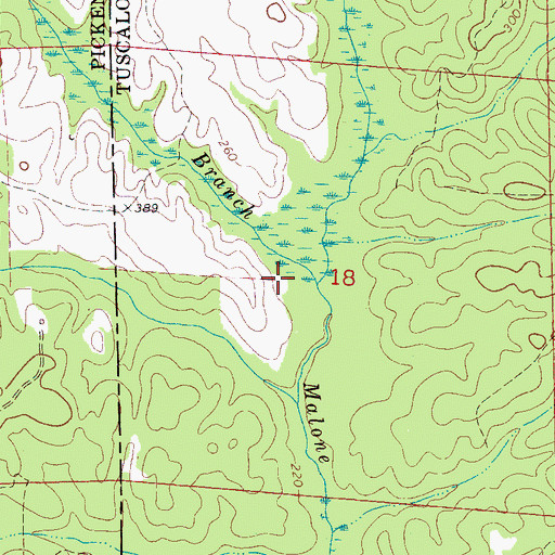 Topographic Map of Beaverdam Branch, AL