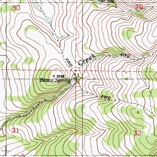 Topographic Map of Basco Spring, OR
