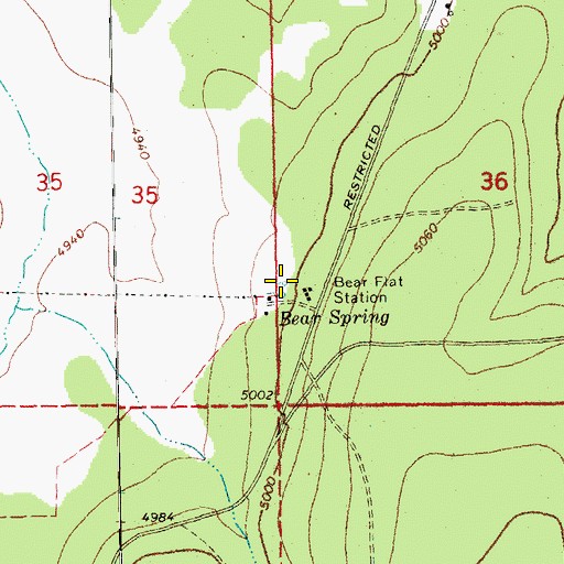 Topographic Map of Bear Spring, OR