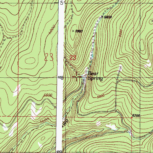 Topographic Map of Bear Spring, OR