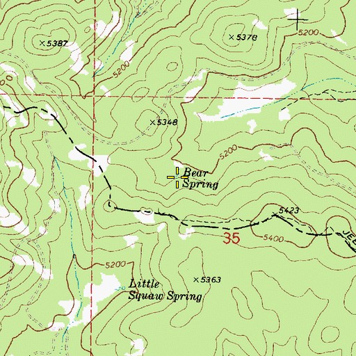 Topographic Map of Bear Spring, OR