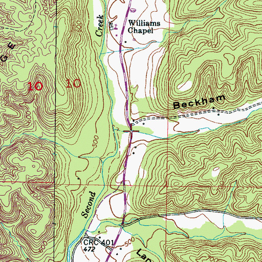 Topographic Map of Beckham Hollow, AL