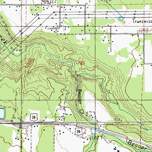 Topographic Map of Beaver Creek, OR