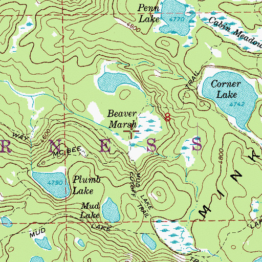 Topographic Map of Beaver Marsh, OR
