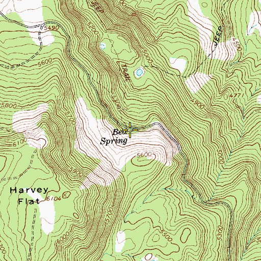 Topographic Map of Bed Spring, OR
