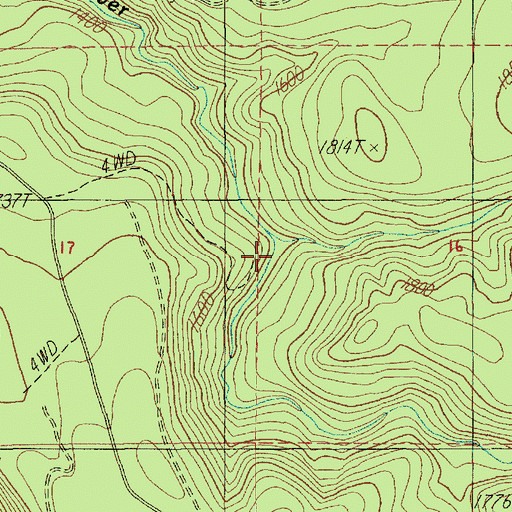 Topographic Map of Bedford Creek, OR