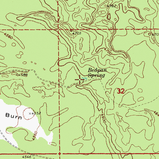 Topographic Map of Bedpan Spring, OR