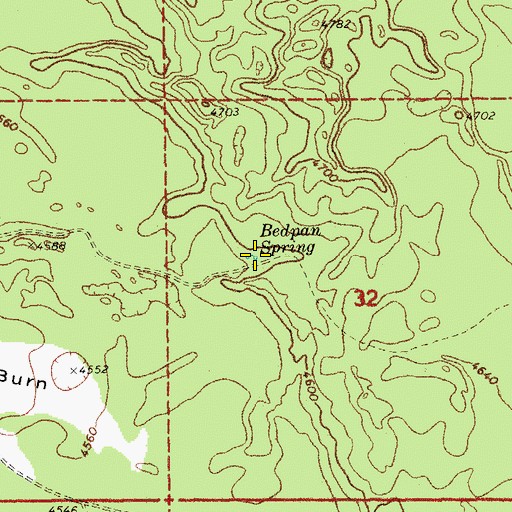 Topographic Map of Bedpan Spring, OR